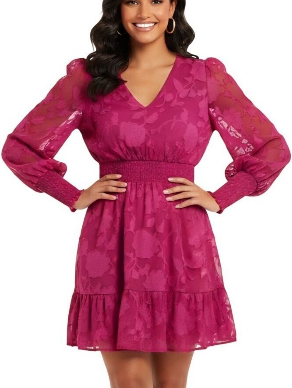 $128 EVEREVE Small Floral Shoshanna Penelope Dress Pink Fuschia - Picture 10 of 10